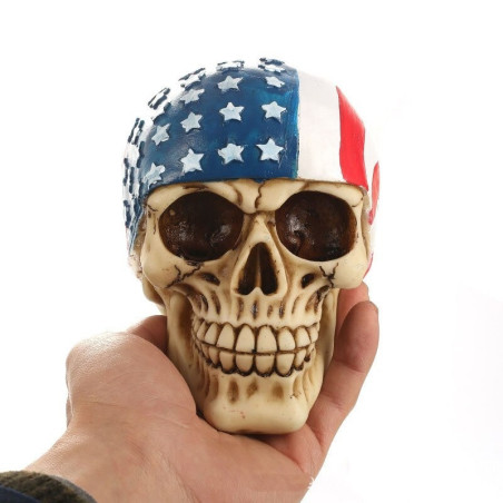 Crâne Décoratif résine Bandana Drapeau américain Biker USA