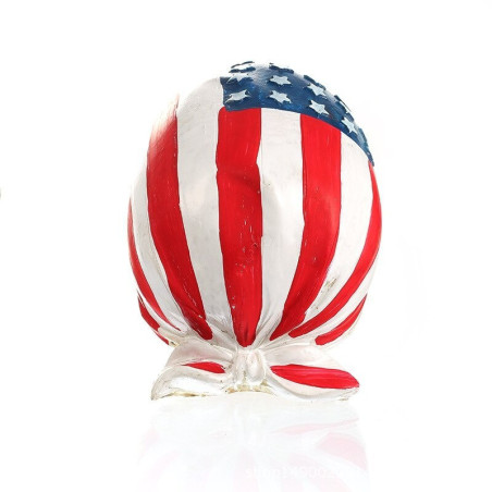 Crâne Décoratif en résine Bandana Drapeau américain Biker USA vue arrière