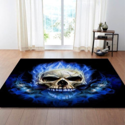 Tapis de sol Tête de Mort Flammes Bleues