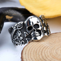 Bague Tête de Mort Crâne Gothique en Argent Sterling 925