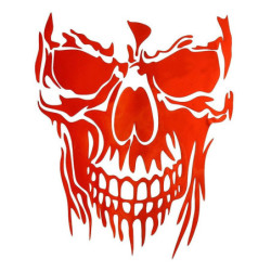 Grand Autocollant Sticker voiture Grande taille Tête de Mort Réfléchissant couleur rouge