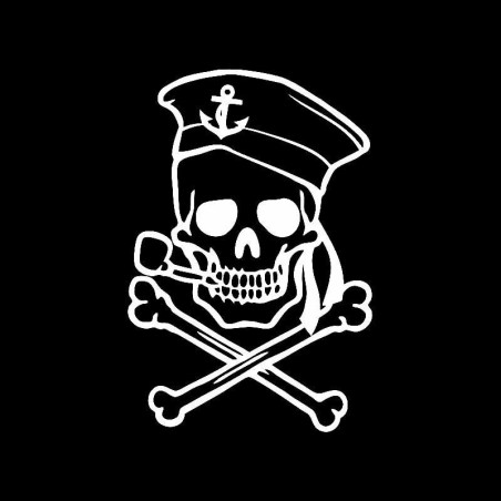 Autocollant Sticker voiture Tête de Mort Pirate Crâne de marin noir