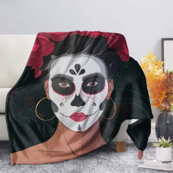 Plaid tête de mort Santa Muerte colorés et design Dia de los Muertos