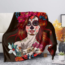 Plaid tête de mort Santa Muerte colorés et design Dia de los Muertos