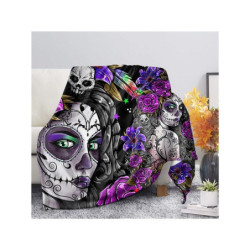Plaid tête de mort Santa Muerte colorés et design Dia de los Muertos