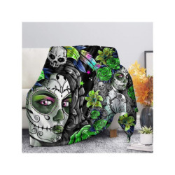 Plaid tête de mort Santa Muerte colorés et design Dia de los Muertos