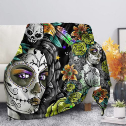 Plaid tête de mort Santa Muerte colorés et design Dia de los Muertos