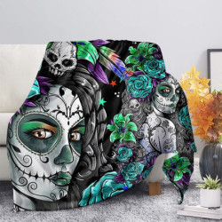 Plaid tête de mort Santa Muerte colorés et design Dia de los Muertos