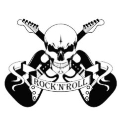 Autocollant Mural Vinyle Sticker Tête de Mort Rock N Roll