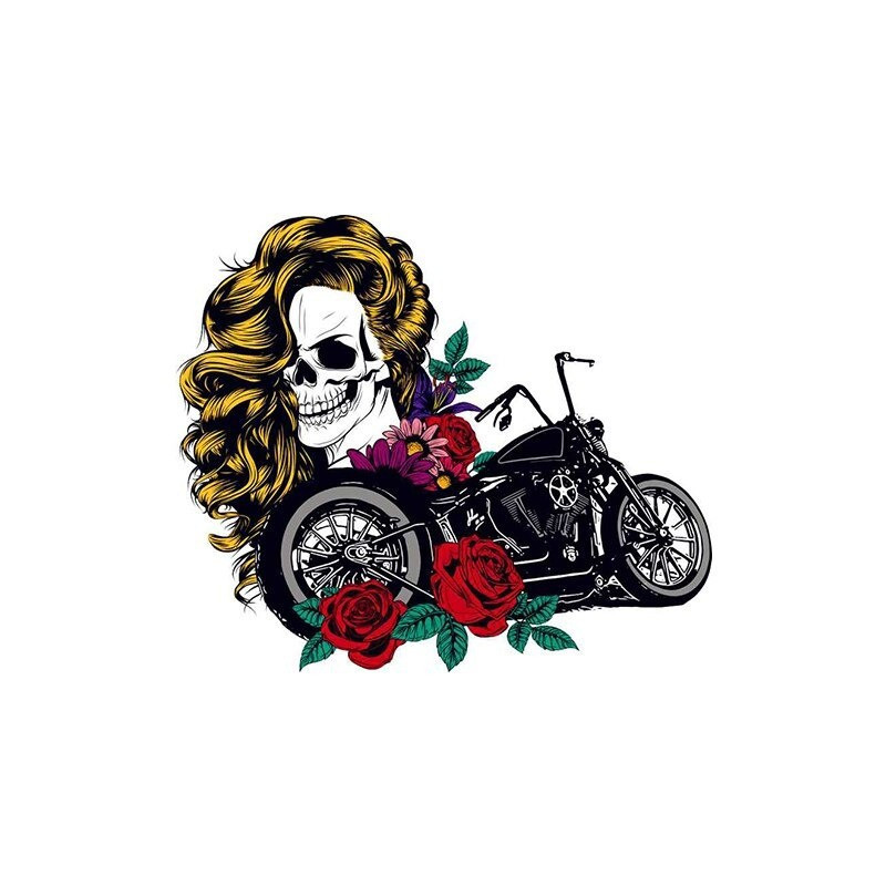 Autocollant Motard Tête de Mort Skull Moto Harley Davidson