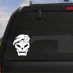 Autocollant Vinyl Voiture Sticker Crâne Militaire Béret blanc