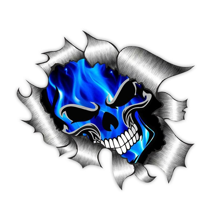 Autocollant Vinyle pare-choc fenêtre Voiture Sticker Blue Skull Tête de Mort Bleue