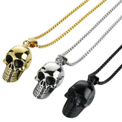 Collier Pendentif Tête de Mort Crâne Rieur - 3 couleurs au choix !