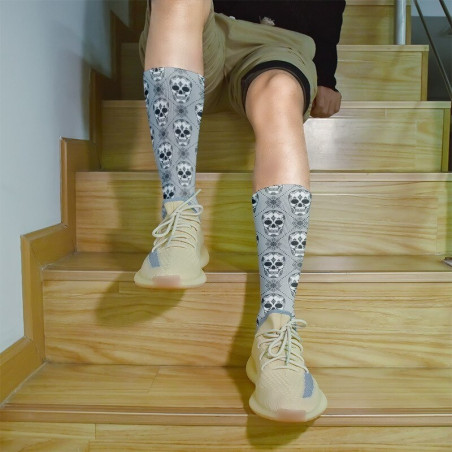 Chaussettes têtes de mort mi-hautes dark-punk modele 1