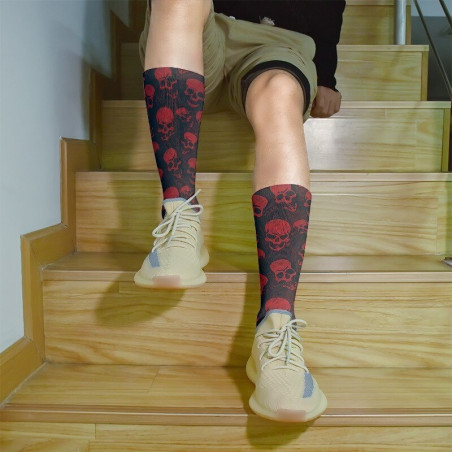 Chaussettes têtes de mort mi-hautes dark-punk