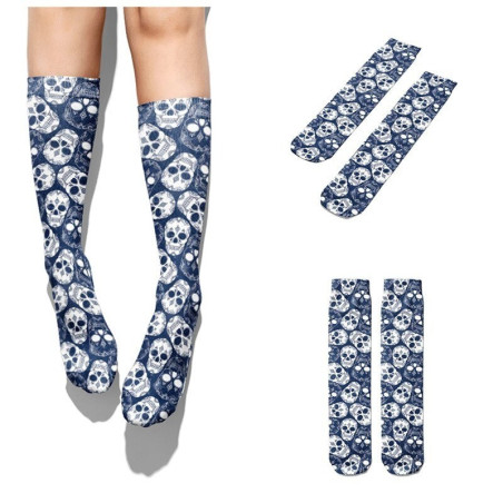 Chaussettes têtes de mort mi-hautes dark-punk