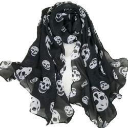 Foulard tête de mort en mousseline de soie 150 x 50