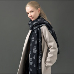 Magnifique véritable pashmina tete de mort