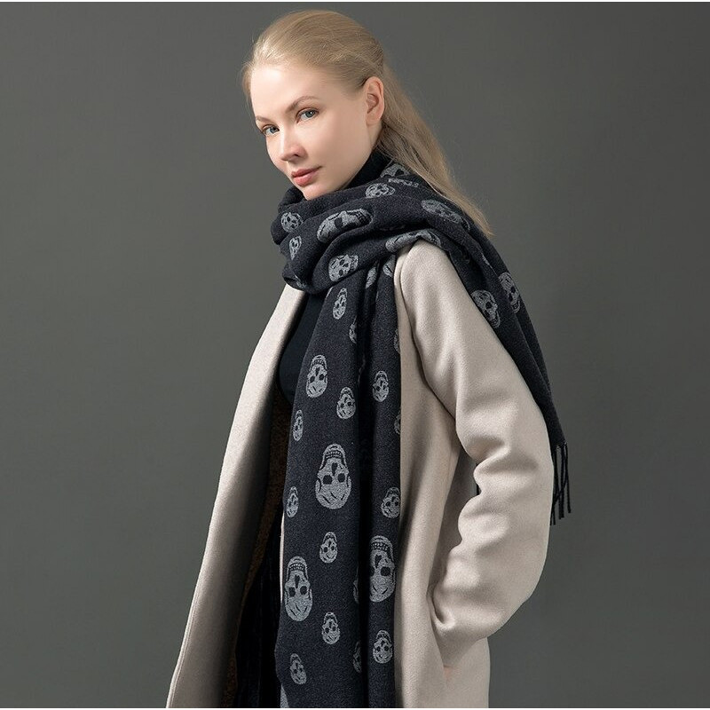 Magnifique véritable pashmina tete de mort