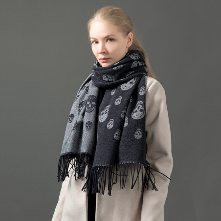Véritable pashmina avec franges - modèle 2