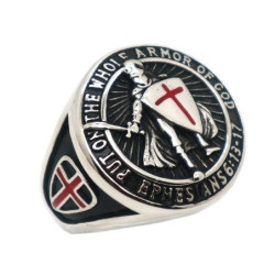 Bague Chevalier Saint Paul en acier inoxydable 316L Argent