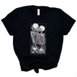 Tshirt squelettes amoureux qui s'embrassent noir