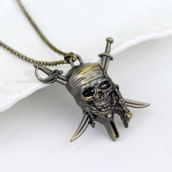 Collier Tête de Mort Pirate - Couleur Or