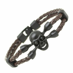 Bracelet Cuir Crâne Maudit pour Homme ou Femme : 4 couleurs au choix !