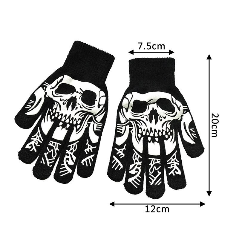 Gants tête de mort lumineux chauds et antidérapants -  modèle 2