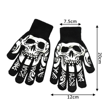Gants tête de mort lumineux chauds et antidérapants -  modèle 2