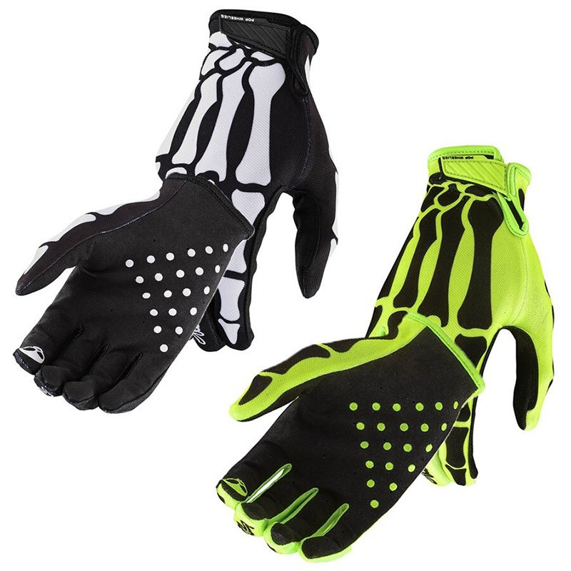 Gants cyclisme VTT vélo moto  haut de gamme motif main squelette 2 couleurs au choix !