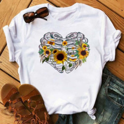 T-shirt manches courtes femme motif crâne tête de mort modele 13