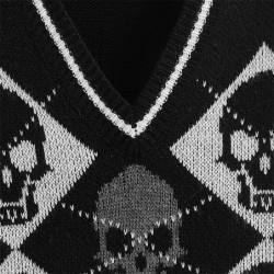 Détails du Pull avec motif tête de mort gothique en tricot sans manches !