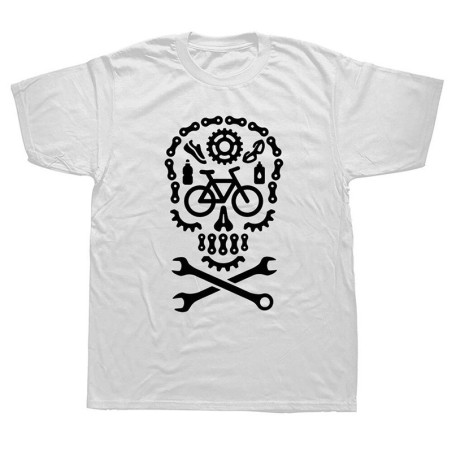 Tshirt motif tête de mort vélo cycliste manches courtes col rond