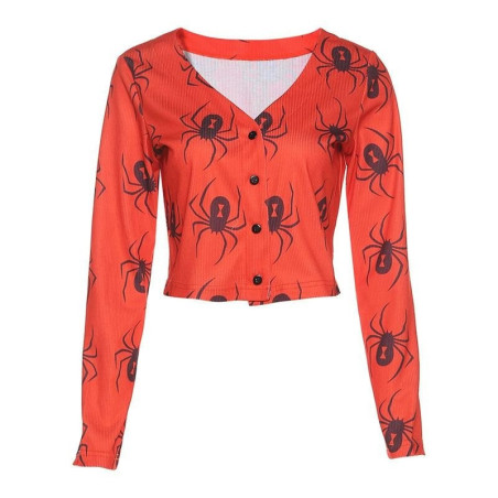 Pull en tricot à manches longues avec motif crâne tête de mort pirates couleur rouge