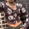 Pull en tricot à manches longues avec motif crâne tête de mort pirates