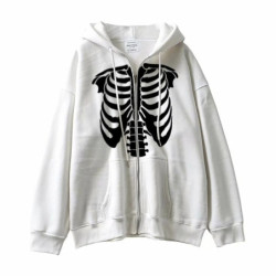 Sweatshirt Squelette  à capuche, manches longues et fermeture éclair