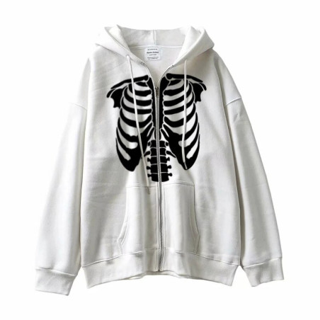 Sweatshirt Squelette  à capuche, manches longues et fermeture éclair