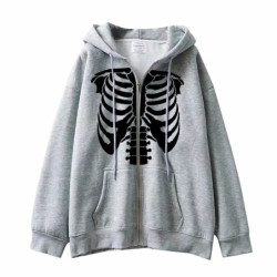 Sweatshirt Squelette  à capuche, manches longues et fermeture éclair