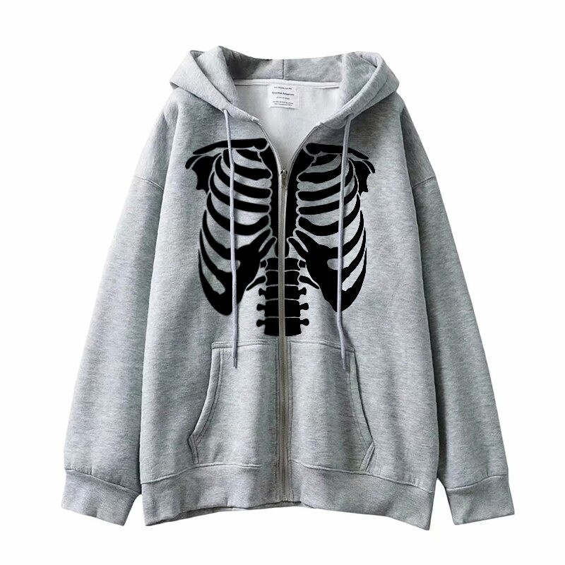 Sweatshirt Squelette  à capuche, manches longues et fermeture éclair