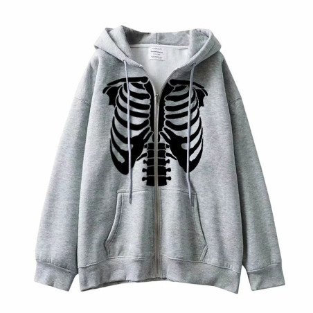 Sweatshirt Squelette  à capuche, manches longues et fermeture éclair