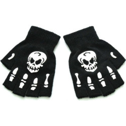 Gants Squelette lumineux main demi-doigts tricotés et antidérapants !
