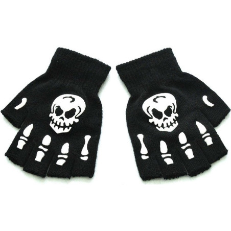 Gants Squelette lumineux main demi-doigts tricotés et antidérapants !