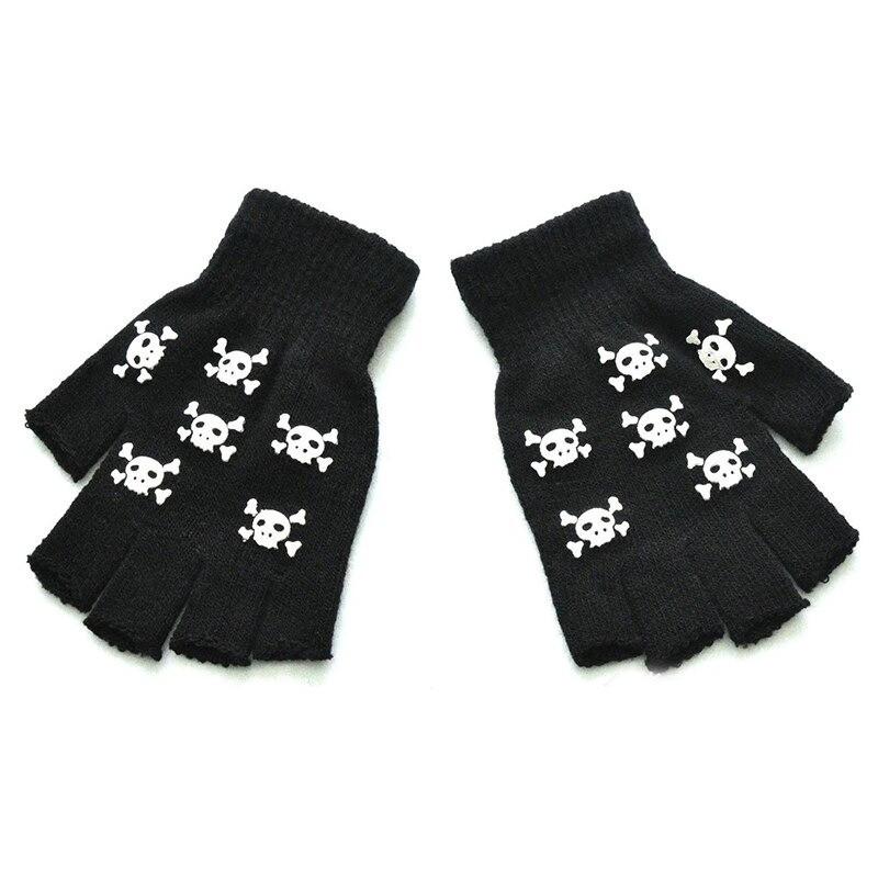 Gants Squelette lumineux main demi-doigts tricotés et antidérapants !