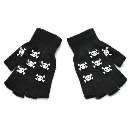 Gants Squelette lumineux main demi-doigts tricotés et antidérapants !