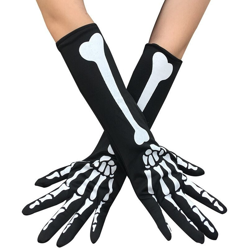 Gants Squelette lumineux main demi-doigts tricotés et antidérapants !