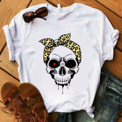 T-shirt tête de mort avec bandana pour femme - 7 modèles et 2 couleurs