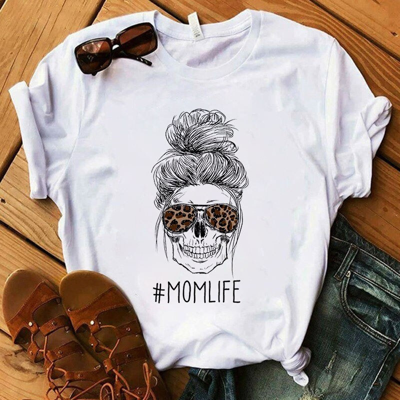 T-shirt tête de mort avec bandana pour femme - 7 modèles et 2 couleurs