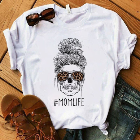T-shirt tête de mort avec bandana pour femme - 7 modèles et 2 couleurs