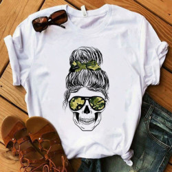 T-shirt tête de mort avec bandana pour femme - 7 modèles et 2 couleurs
